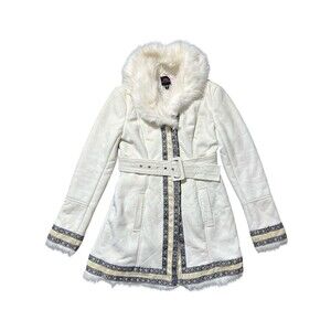 Bebe Penny Lane Coat Y2K 00s Faux Fur Lined Jacket Sz S Fall Winter Bratz